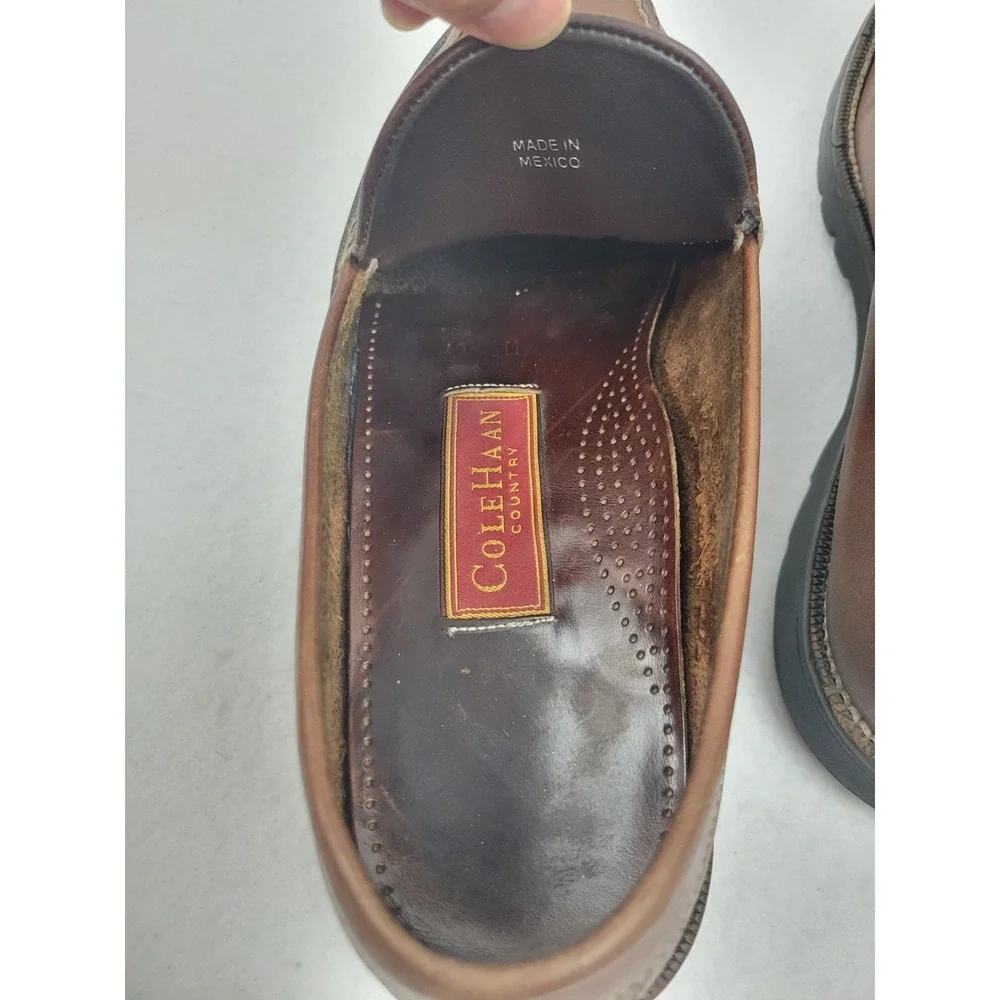 Cole Haan Country Round Toe Slip On Brown Leather Loafers Mens Size 10.5 **READ*